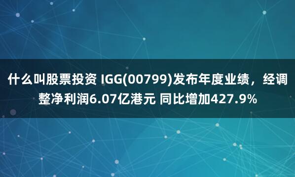 什么叫股票投资 IGG(00799)发布年度业绩，经调整净利润6.07亿港元 同比增加427.9%