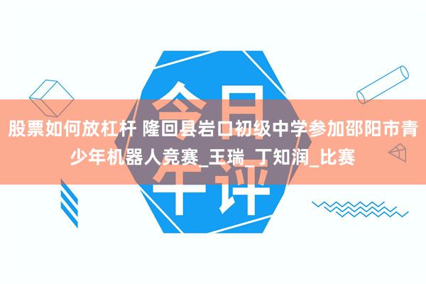 股票如何放杠杆 隆回县岩口初级中学参加邵阳市青少年机器人竞赛_王瑞_丁知润_比赛