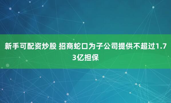 新手可配资炒股 招商蛇口为子公司提供不超过1.73亿担保