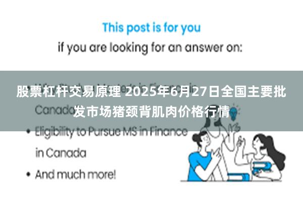 股票杠杆交易原理 2025年6月27日全国主要批发市场猪颈背肌肉价格行情